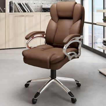 CorLiving Workspace Executive Office Chair in Caramel Brown, , large