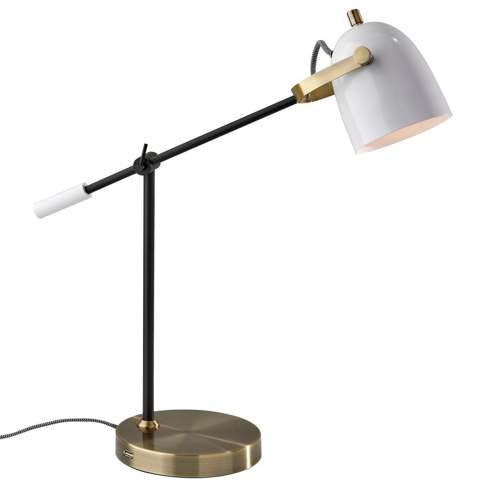 Adesso Casey Desk Lamp in Black/White/Antique Brass, , large
