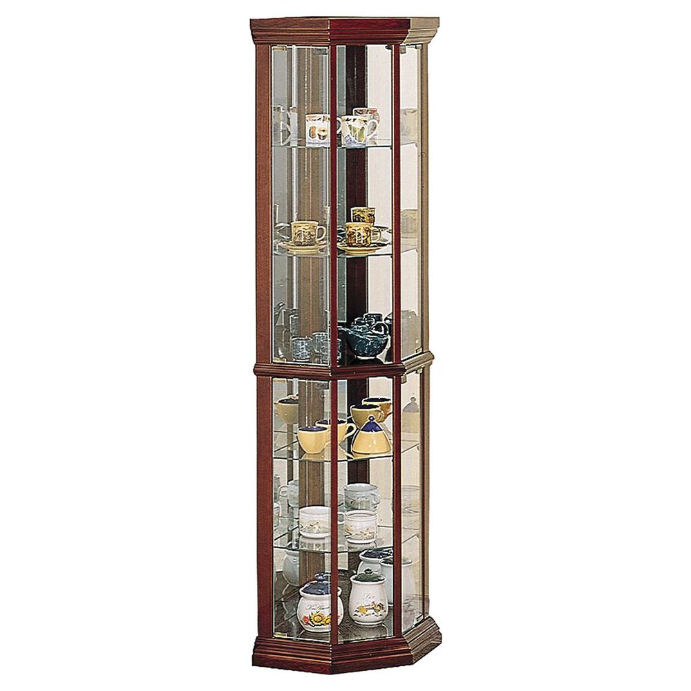 Pacific Landing Corner Curio Cabinet in Rich Brown, , large