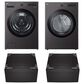 LG 5 Cu. Ft. Front Load Washer and 7.4 Cu.Ft. Gas Dryer Laundry Pair with Pedestal in Black Steel, , large