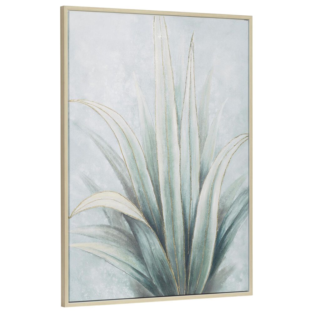 Maple and Jade 47&quot; x 36&quot; Coastal Leaves Framed Wall Art in Green and Blue, , large
