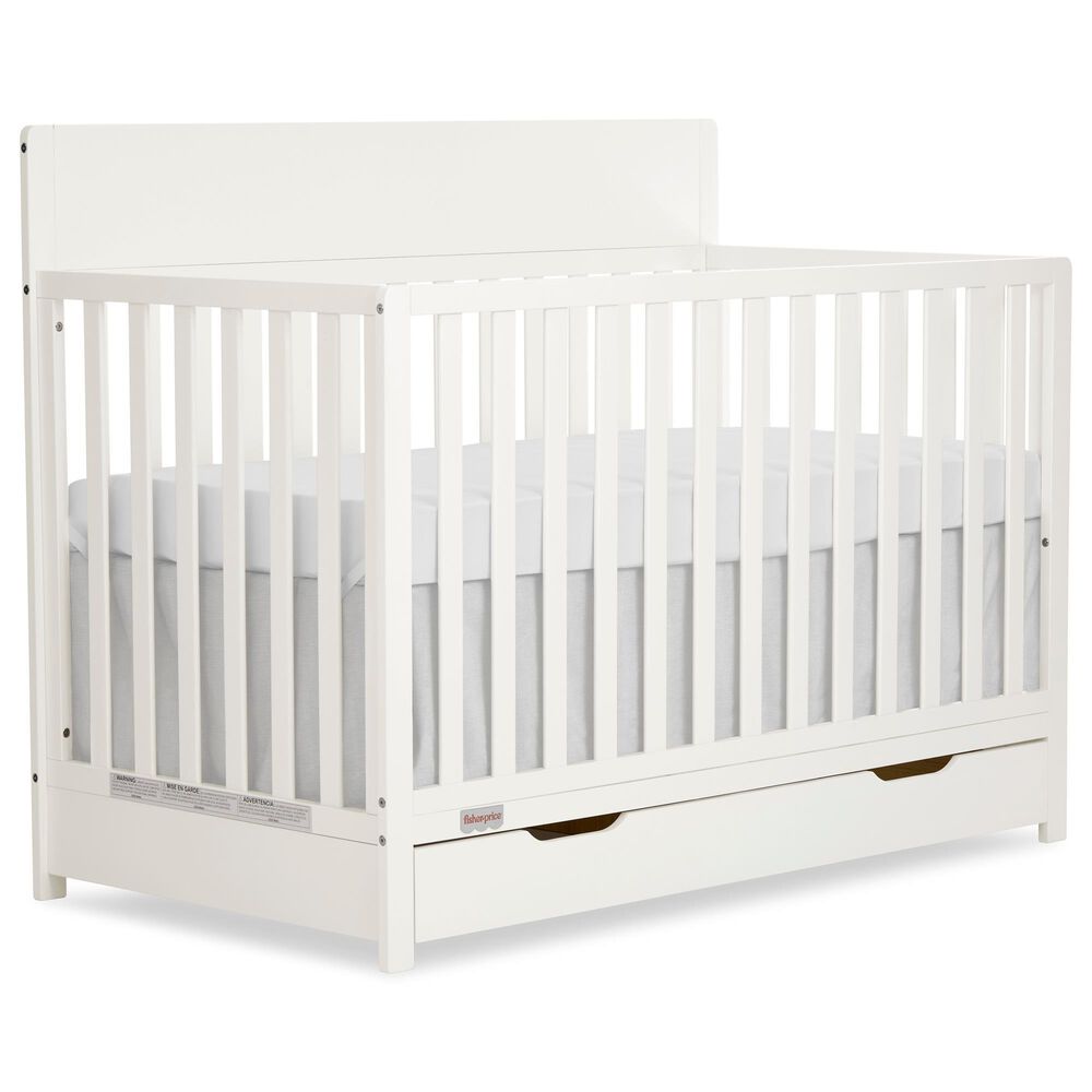 Evolur Meadowbrook 4-In-1 Convertible Crib with Drawer in Cannolia Cream, , large
