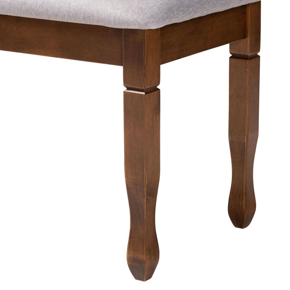 Baxton Studio Corey Dining Bench with Grey Cushion in Walnut Brown, , large
