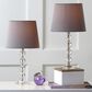 Safavieh Nola 16" Stacked Crystal Ball Lamp in Clear with Brown Shade (Set of 2), , large