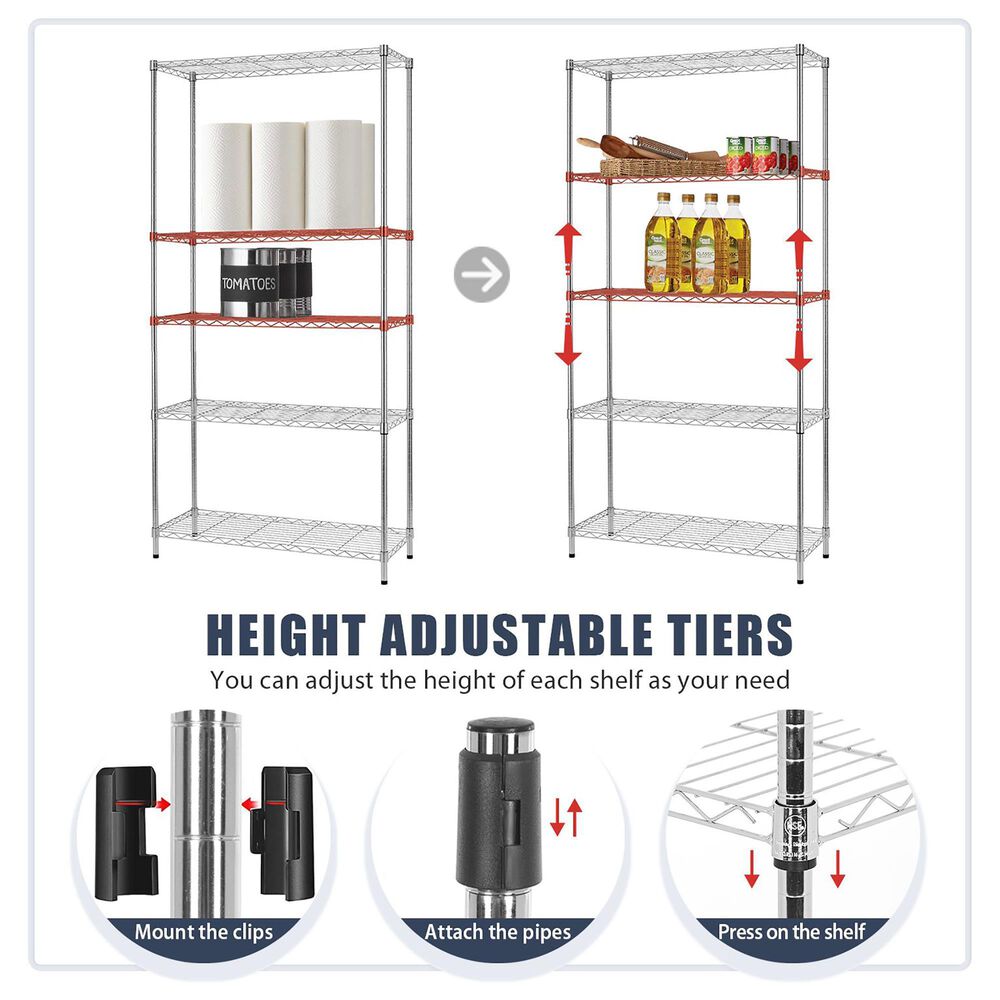 Furniture of America Harrison 5-Tier Storage Shelf in Chrome, , large