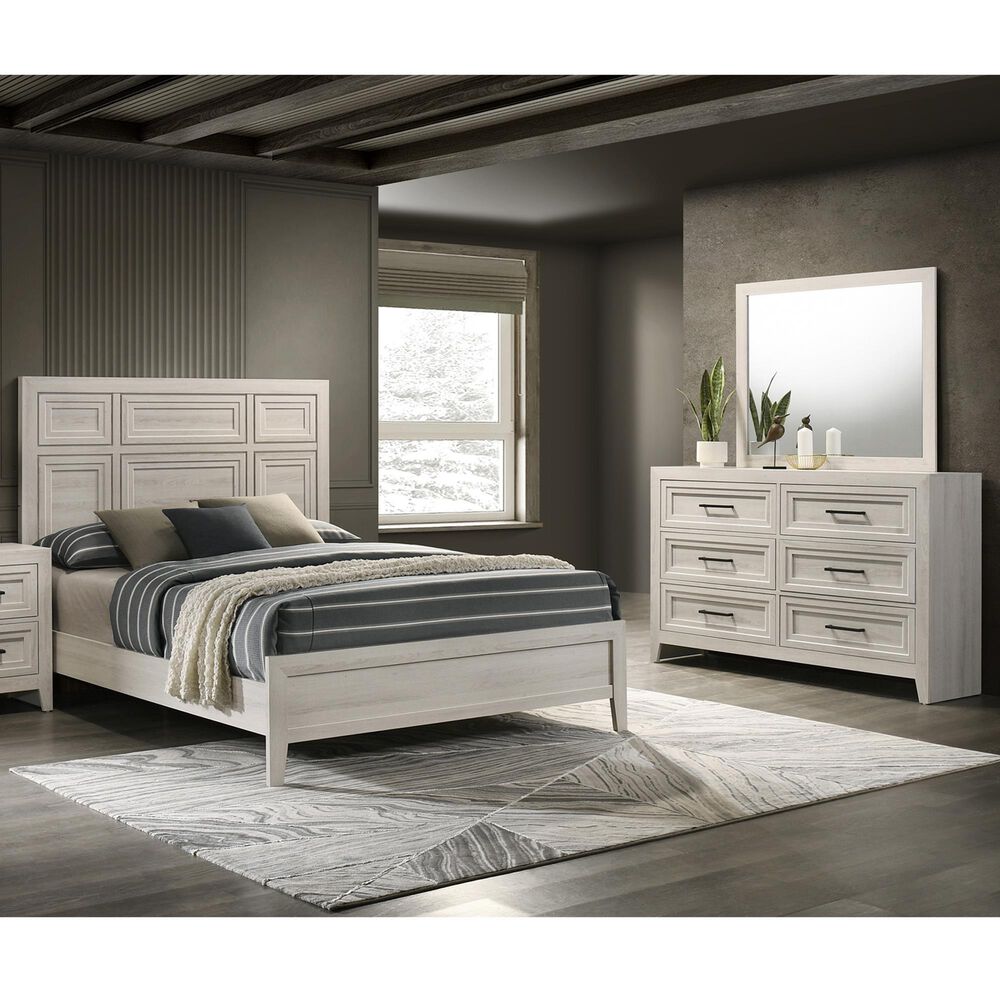 Crown Mark Lorraine 3 Piece King Panel Bedroom Set in White, , large