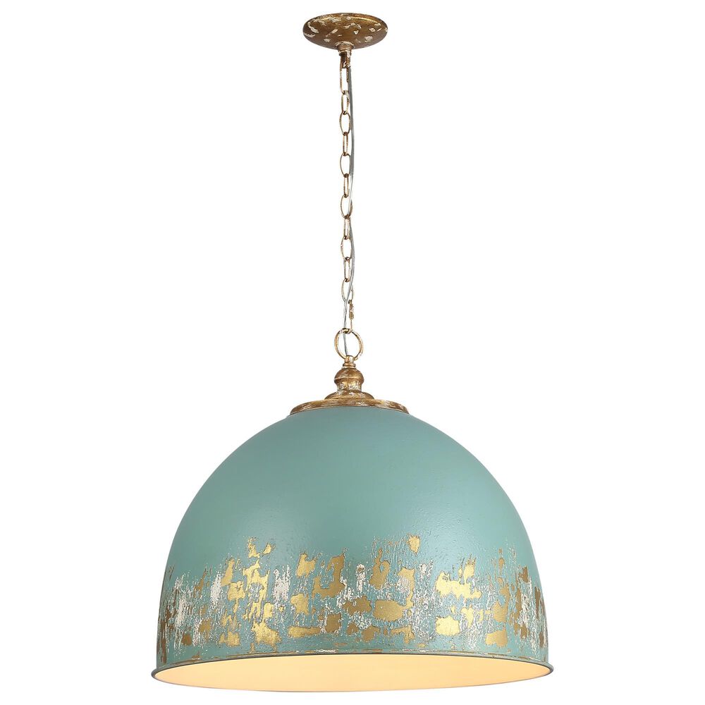 Golden Lighting Alison 5-Light Pendant with Teal Shade in Vintage Gold, , large