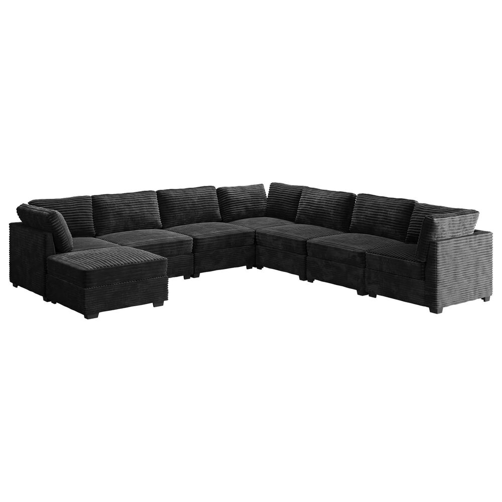 Noviland HOMLUX 8-Piece Mod L-Sectional with Chaise in Black, , large