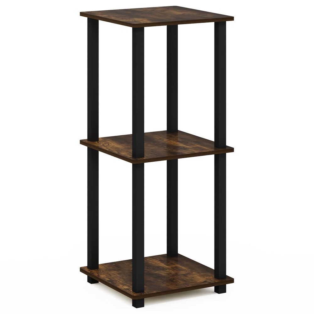 HOMLUX 2-Tier End Table in Amber Pine and Black (Set of 2), , large