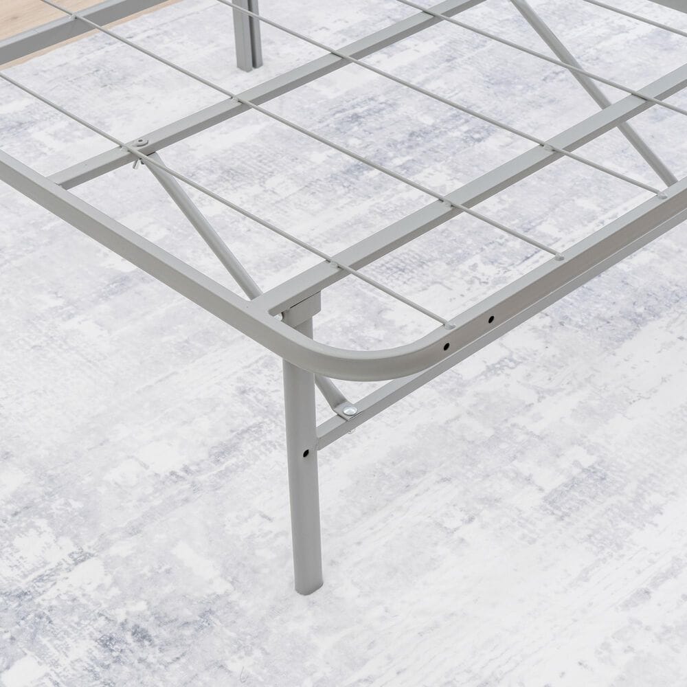 Linon Home Decor Franson Queen Folding Platform Bed Frame in Dark Pewter, , large