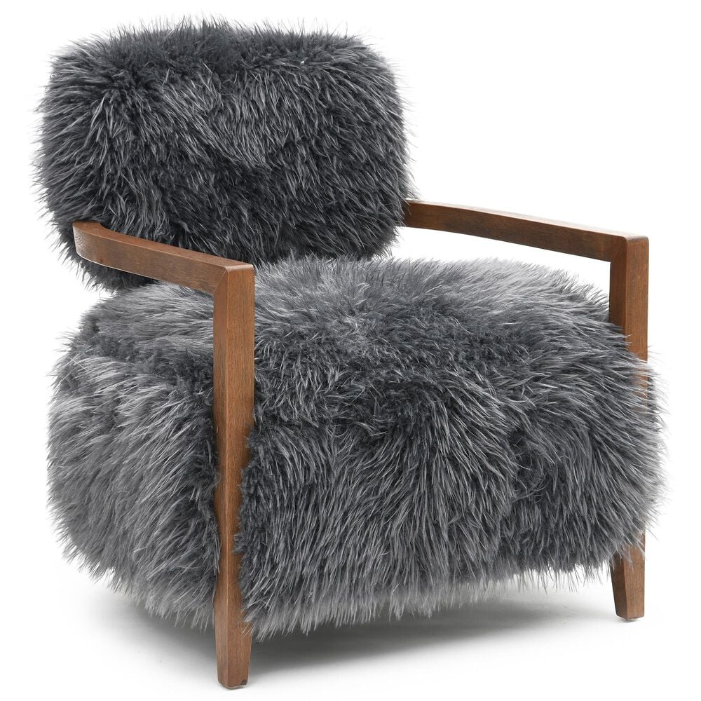 Furniture of America Lumir Long-Haired Accent Chair in Charcoal Gray, , large