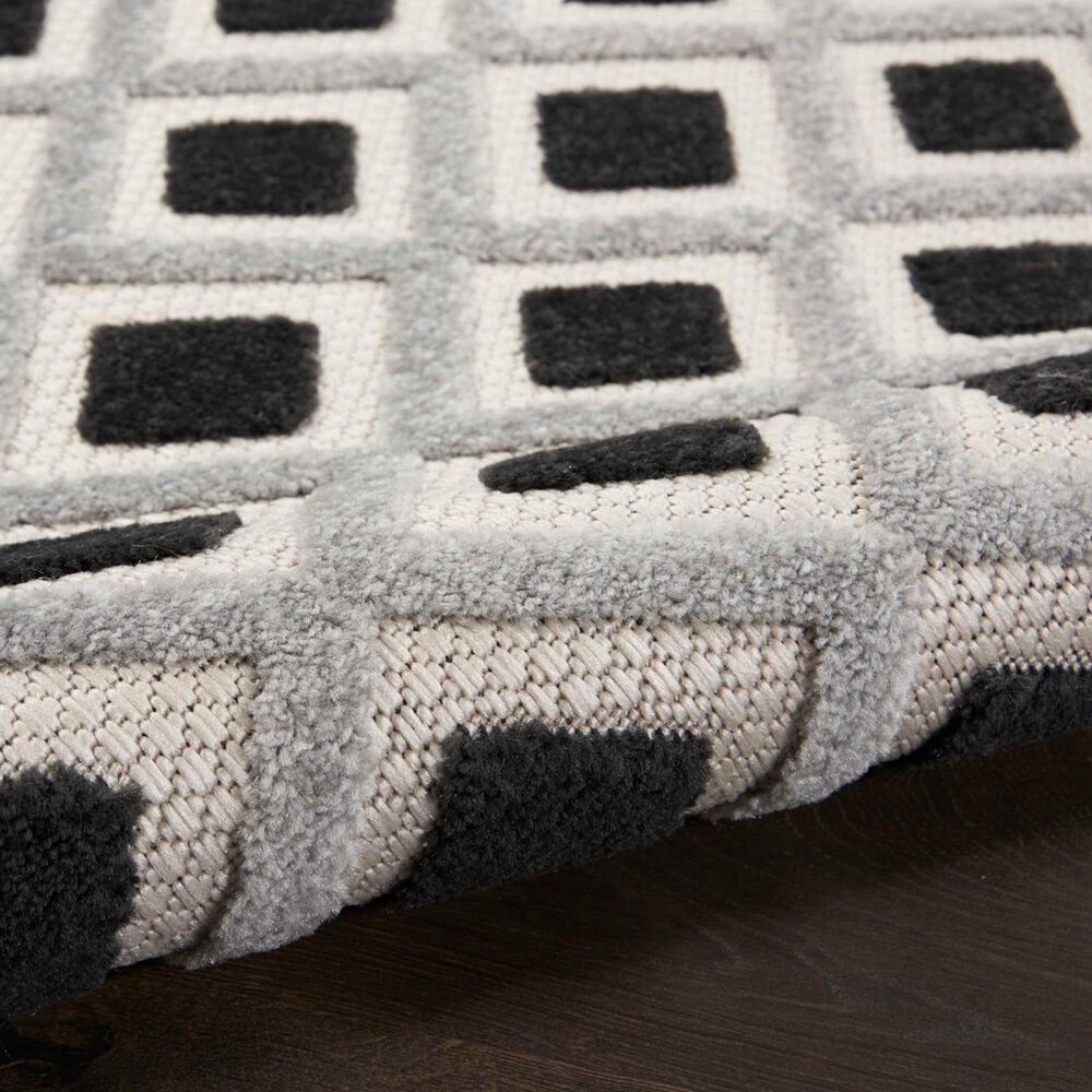 Nourison Aloha Geometric 2&#39; x 6&#39; Black and White Indoor/Outdoor Runner, , large