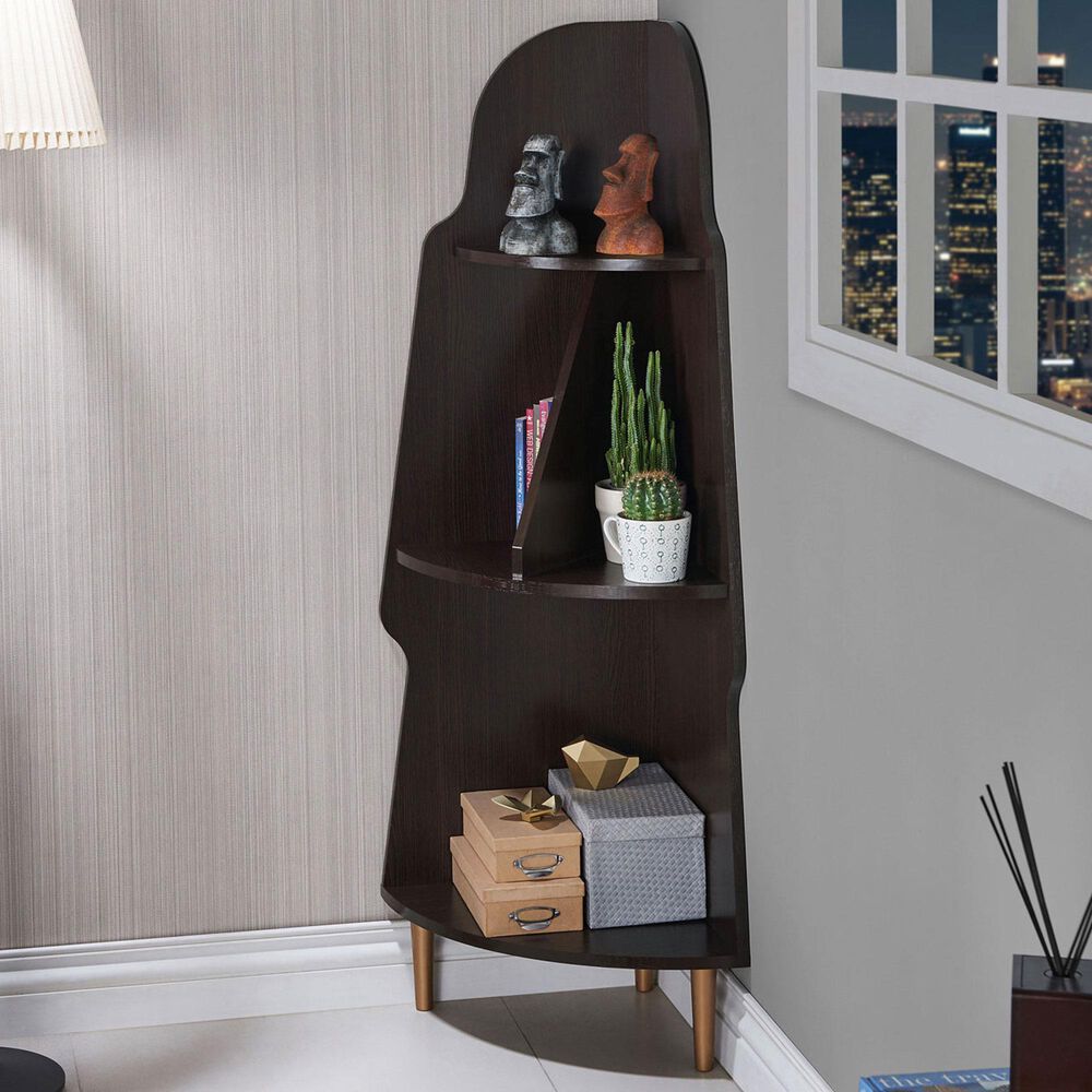 Furniture of America Carter 3-Shelf Corner Bookcase in Espresso, , large