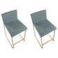 Lumisource Mason 25" Counter Stool with Green Fabric Cushion in Gold and Walnut (Set of 2), , large