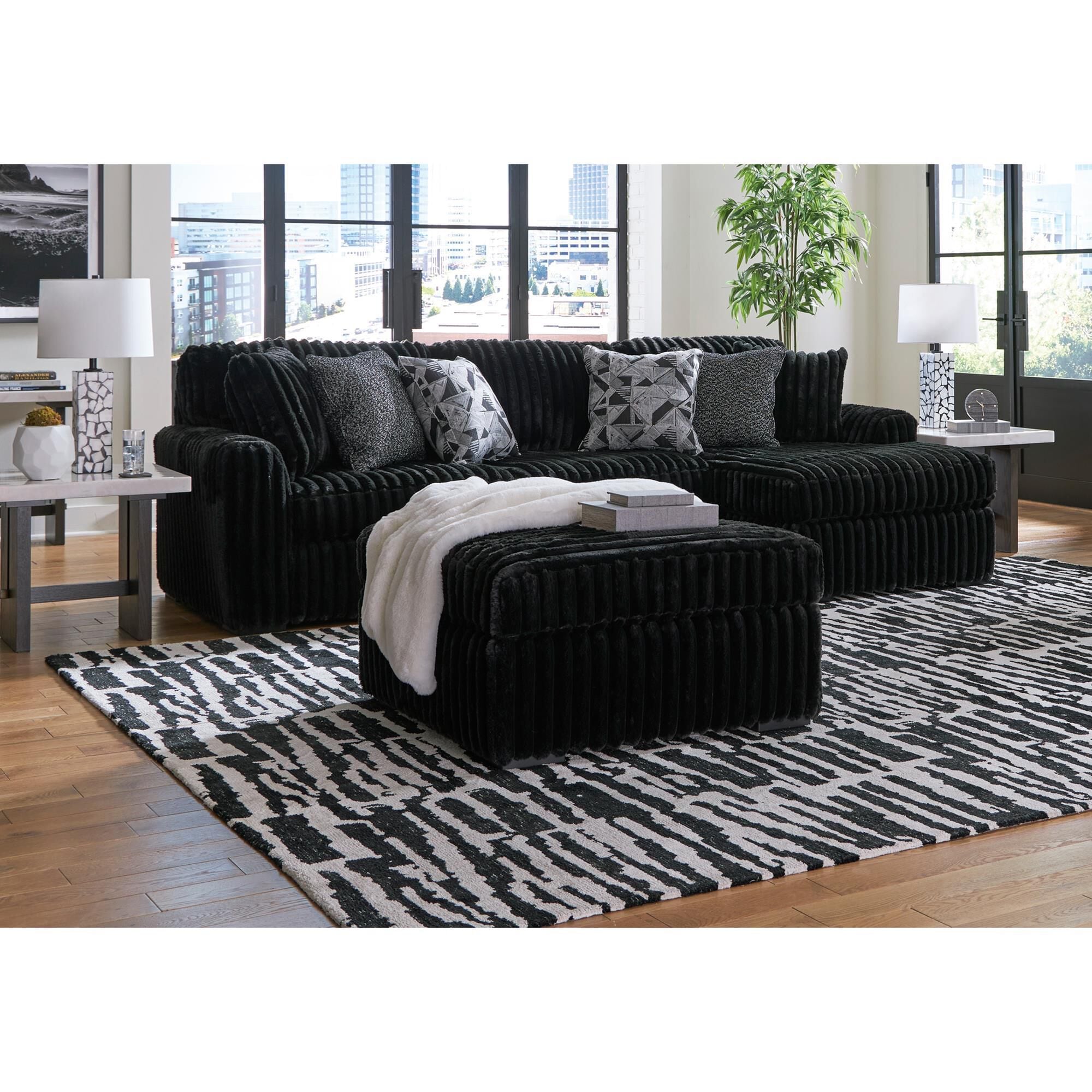 Ashley Midnight-Madness Oversized Accent Ottoman in Onyx