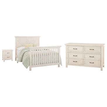 Eastern Shore Westfield 3 Piece Full Platform Panel Bedroom Set with Dresser and Nightstand in Brushed White, , large