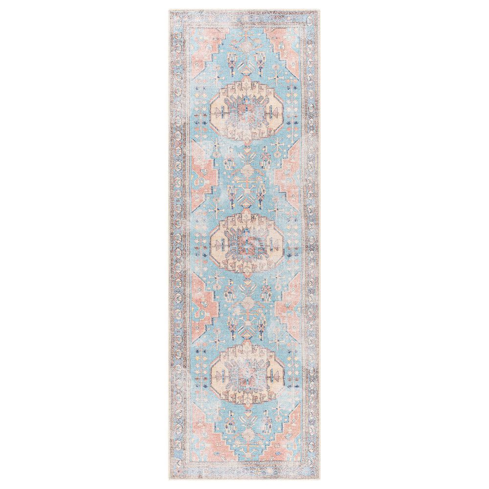 Amelie AML-2318 2"7" x 7"10" Aqua, Charcoal, Gray, Camel, Saffron, Orange and Taupe Area Rug, , large