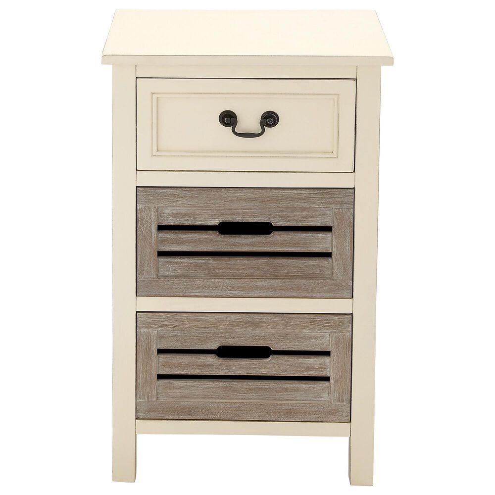 Maple and Jade 3-Drawer Side Table in White and Taupe, , large