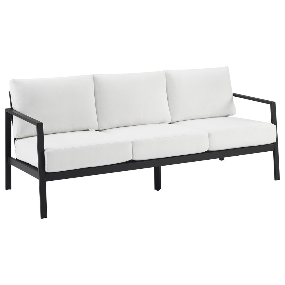 Linon Home Decor Holland Outdoor Sofa with White Cushions in Black, , large