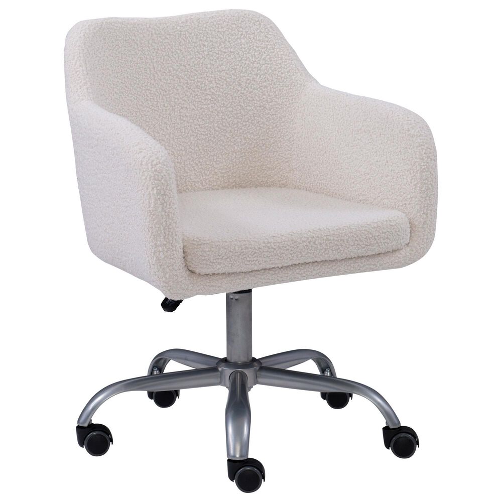 Linon Home Decor Rylen Office Chair with White Cushion in Silver, , large