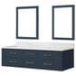 Lexora Home Castor 72" Double Bathroom Vanity in Blue with 2 cm White Carrara Marble Top, Rectangular Sinks and 34" Mirrors, , large