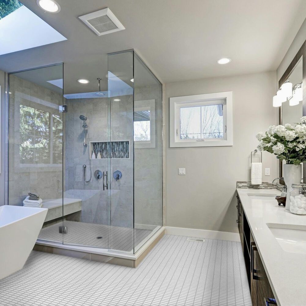 Emser Savvy White 1" x 3" on 11" x 12" Glazed Porcelain Mosaic Sheet, , large