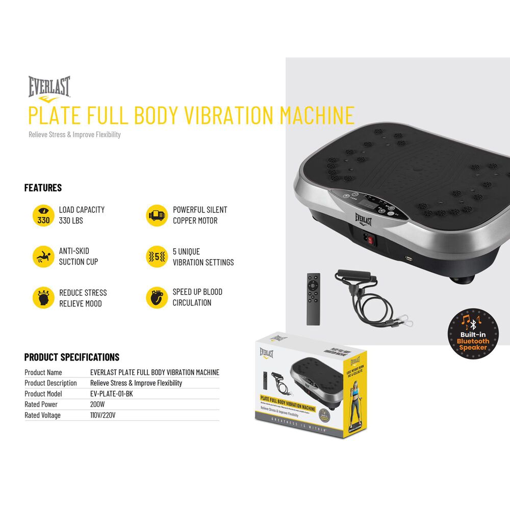Everlast Full Body Plate Vibration Machine in Black, , large