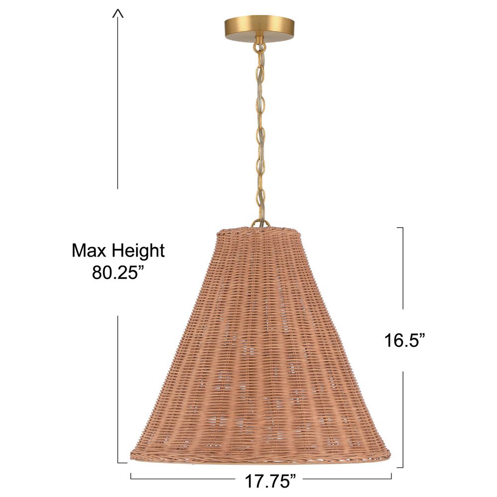 Creative Coop Rosemary 1-Light Small Pendant with Natural Shade, , large