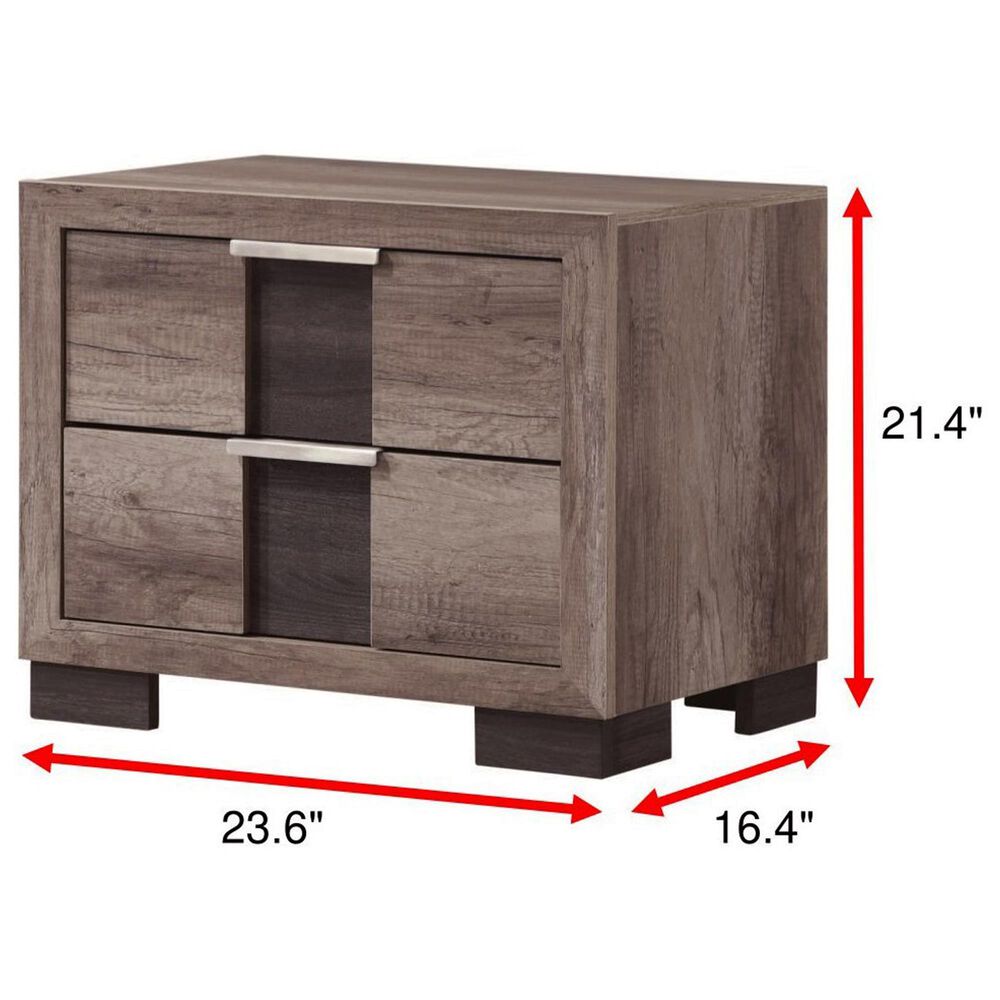 Crown Mark Rangley 2-Drawer Nightstand in Grey and Black, , large