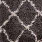 Nourison Luxe Shag LXS02 9" x 12" Charcoal and Beige Area Rug, , large