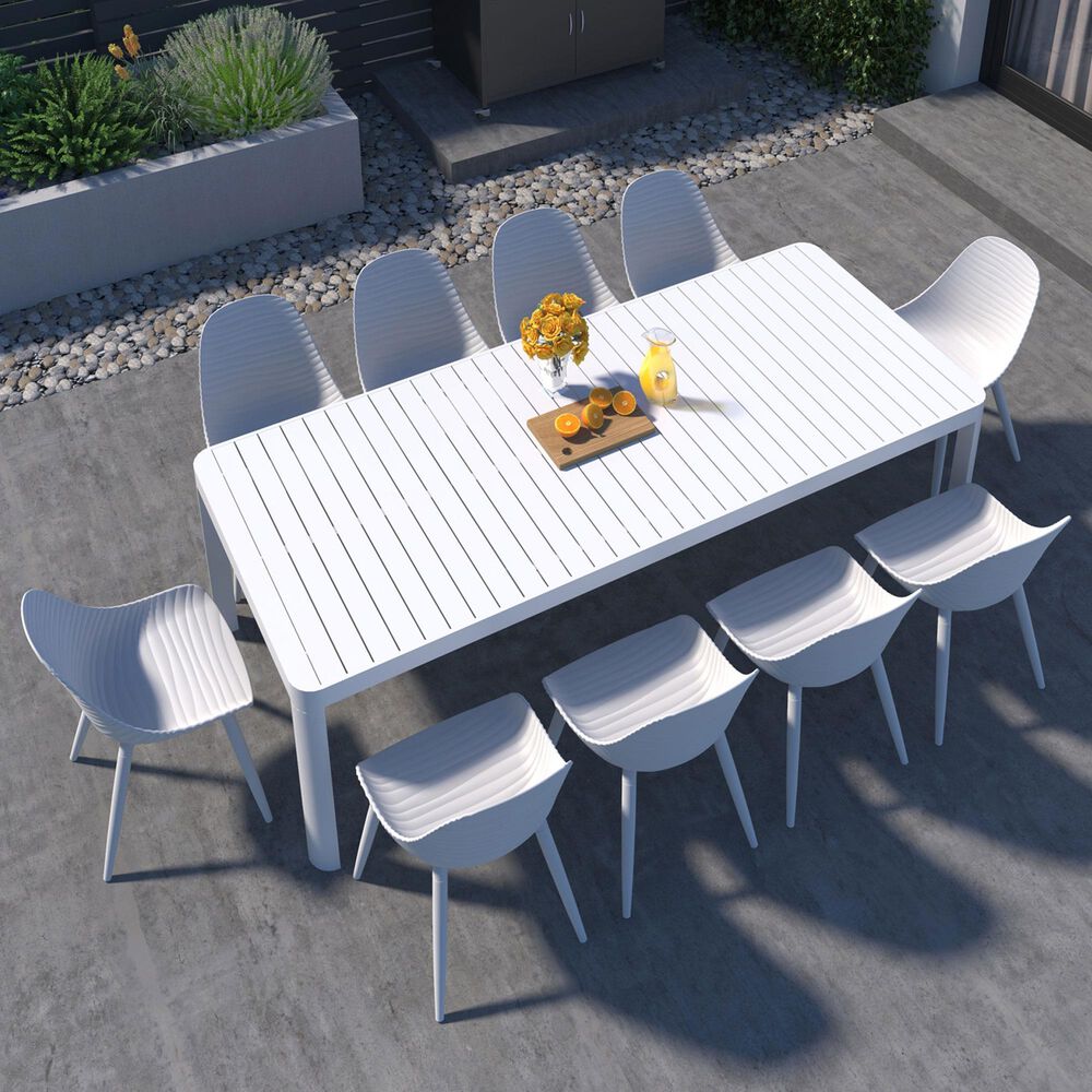 International Home Miami Ures 11-Piece Rectangular Extendable Patio Dining Set in White, , large