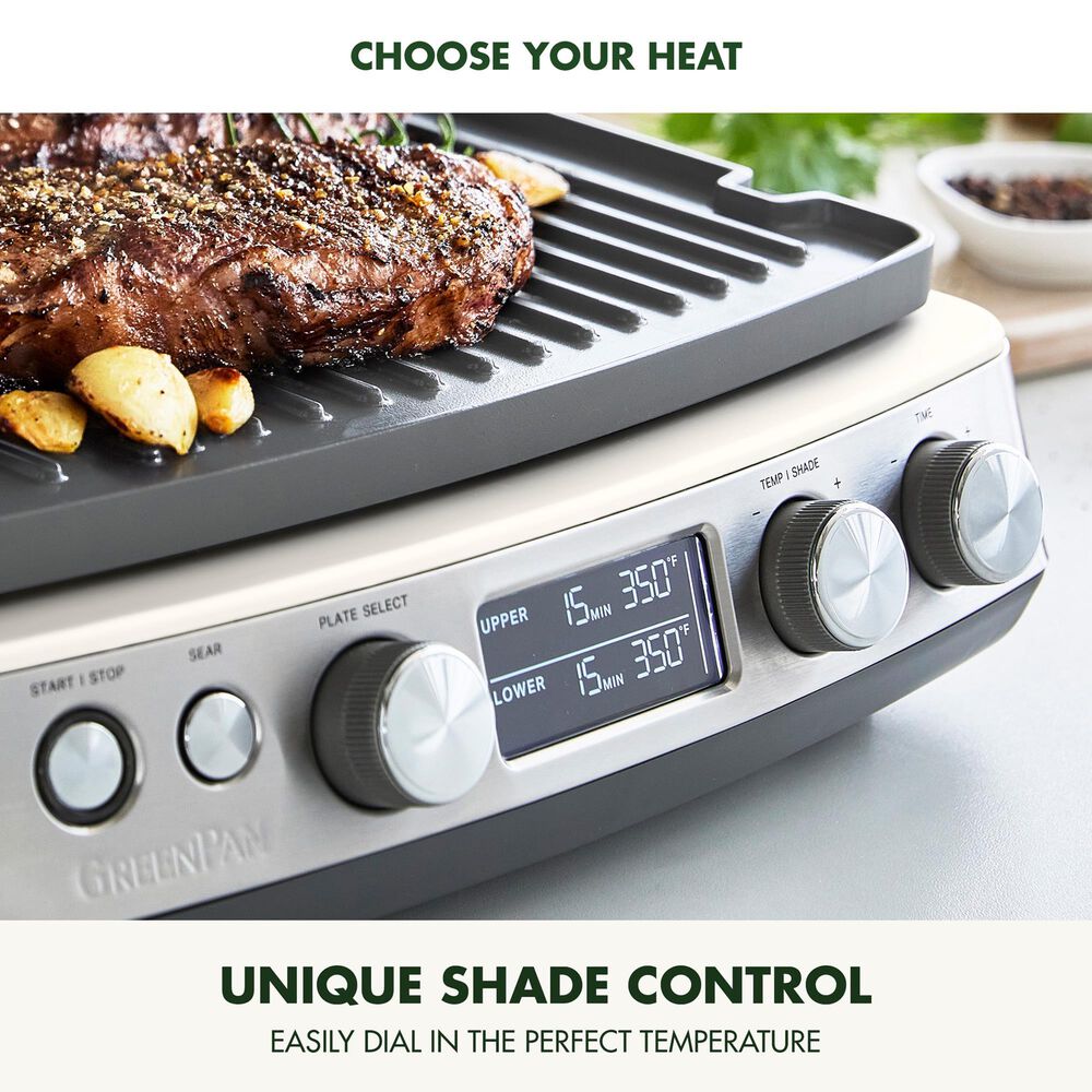 Green Pan Elite 14" Contact Grill and Griddle in Cloud Cream, , large