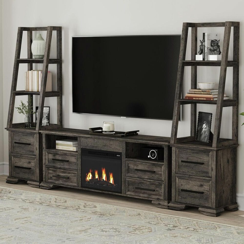 Mayberry Hill Park Ridge 71" TV Console with Side Piers in Charcoal, , large
