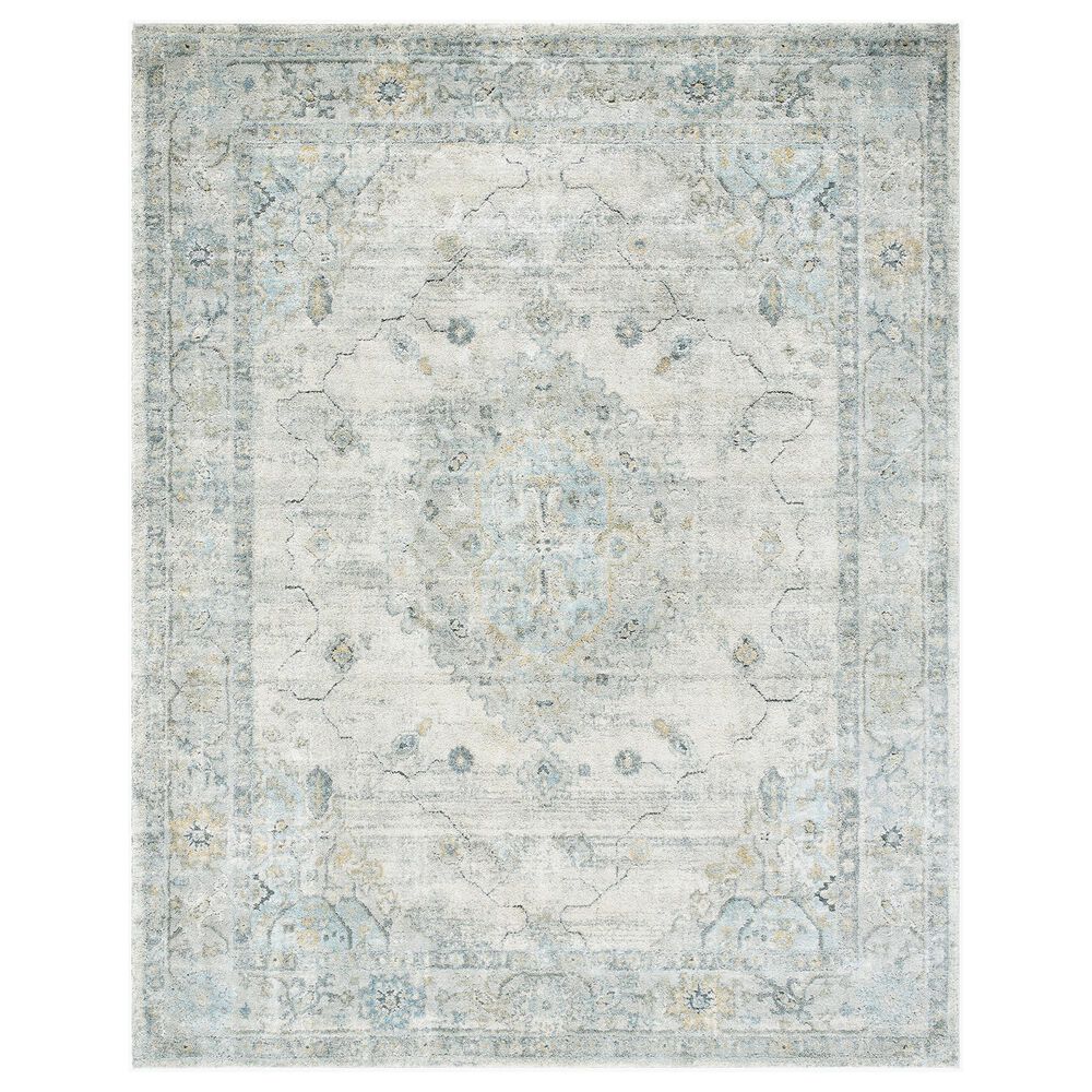 Surya Avellino AVL-2314 10" x 14" Light Beige, Gray, Deep Teal, Pale Blue, Tan, Light Olive and Denim Area Rug, , large