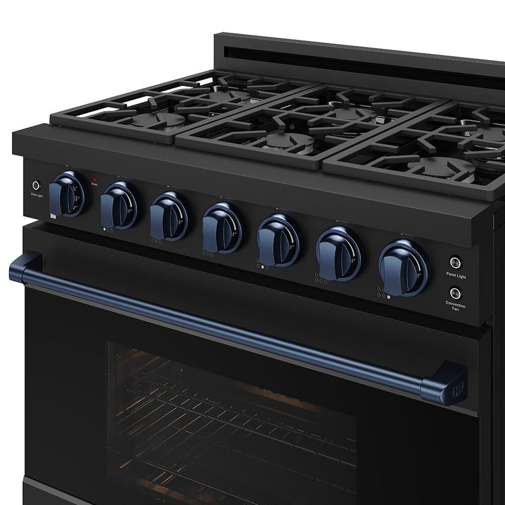 Thor Kitchen Gordon Ramsay 6 Cu. Ft. Professional Gas Range with Blue Handle Kit in Black, , large