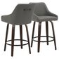 LumiSource Hannah Swivel Counter Stool with Dark Grey Faux Leather Upholstery in Walnut and Black (Set of 2), , large