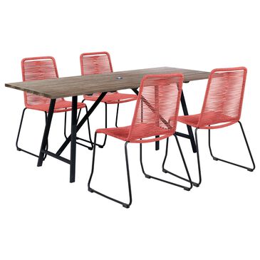 Blue River Koala and Shasta 5-Piece Patio Dining Set in Light Eucalyptus, Black and Brick Red, , large