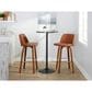 LumiSource Toriano Swivel Bar Stool with Camel Faux Leather Upholstery in Walnut and Chrome (Set of 2), , large