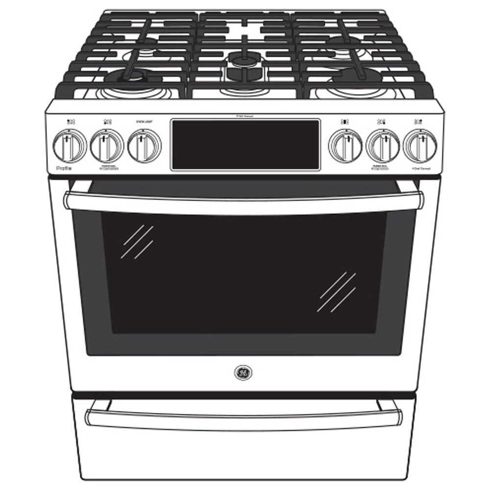 GE Profile 30" Smart Slide-In Front Control Gas Range in Black Stainless Steel, , large