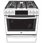 GE Profile 30" Smart Slide-In Front Control Gas Range in Black Stainless Steel, , large
