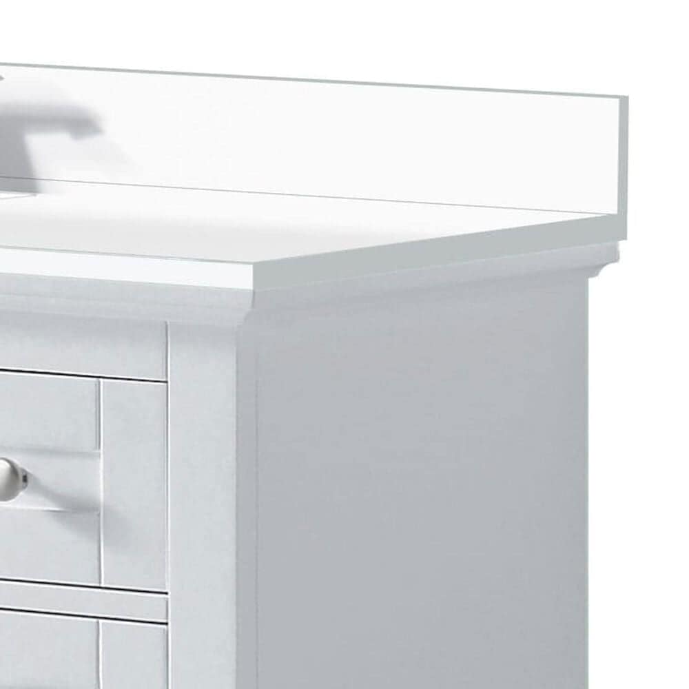 Lexora Home Dukes 84&quot; Double Bathroom Vanity in White with 2 cm White Quartz Top and Rectangular Sinks, , large