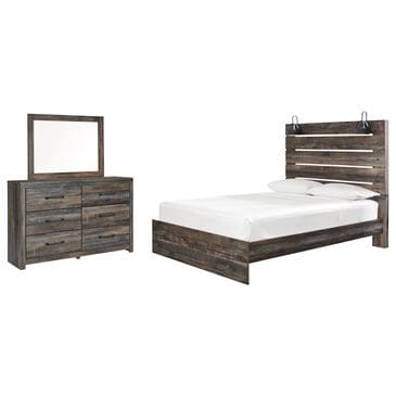 Ashley Drystan 3-Piece Queen Panel Bedroom Set in Brown Rustic, Burnt Orange and Teal, , large