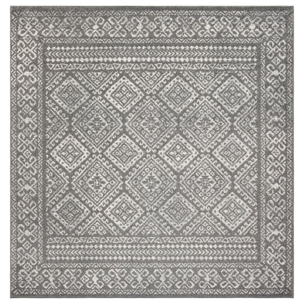 Safavieh Tulum Transitional 3" Square Ivory and Dark Grey Area Rug, , large