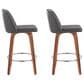 LumiSource Toriano Swivel Counter Stool with Grey Faux Leather Upholstery in Walnut and Chrome (Set of 2), , large