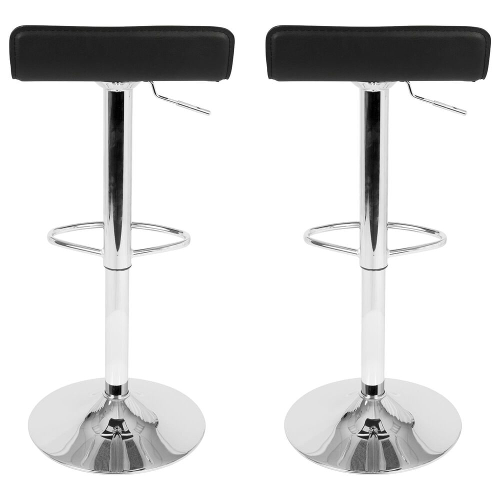Lumisource Ale Swivel Adjustable Barstool with Black Seat in Chrome &#40;Set of 2&#41;, , large