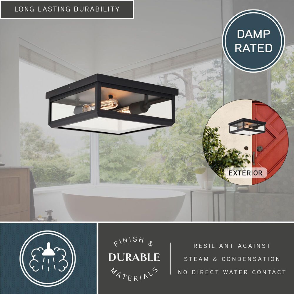 Vaxcel Kinzie 2-Light Outdoor Flush Mount in Textured Black, , large