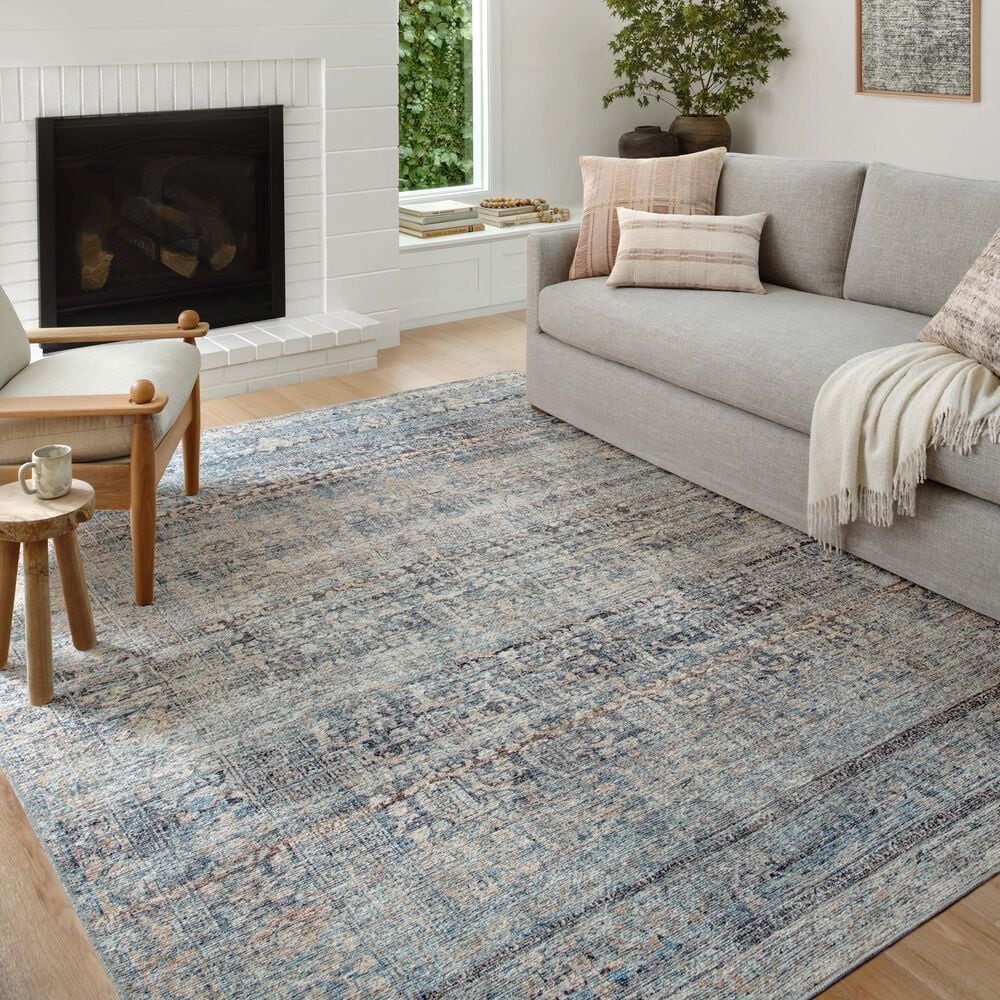 Amber Lewis x Loloi Billie 3&#39;6&quot; x 5&#39;6&quot; Denim and Blush Area Rug, , large