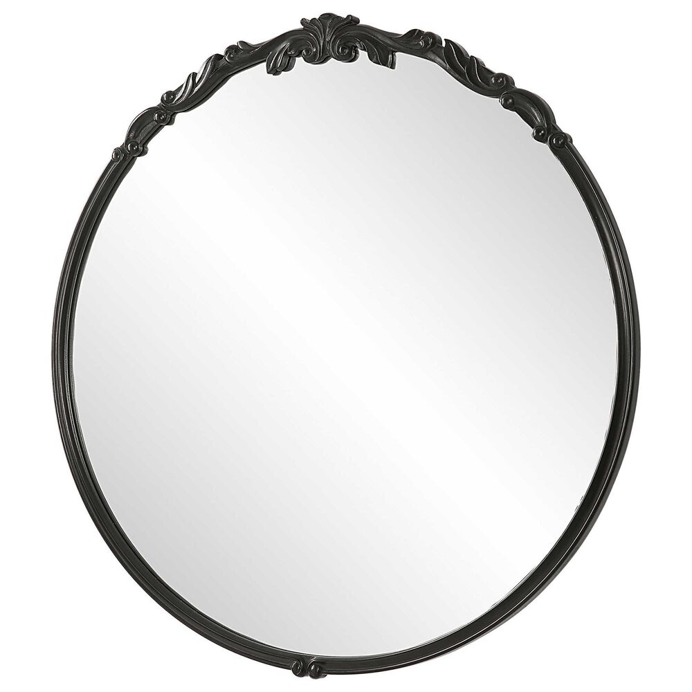 Uttermost 30" Round Wall Mirror in Satin Black, , large