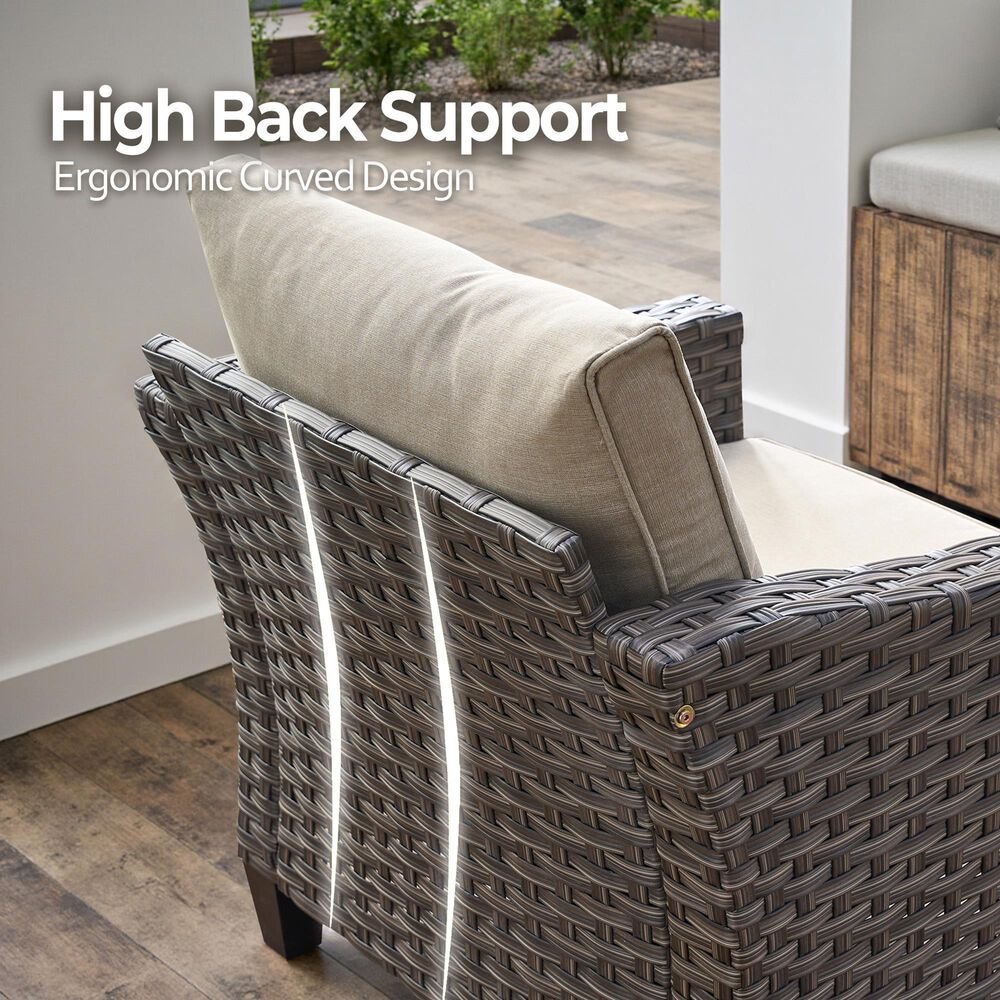 HOMLUX 5-Piece Outdoor Wicker Patio Furniture Set in Beige, , large