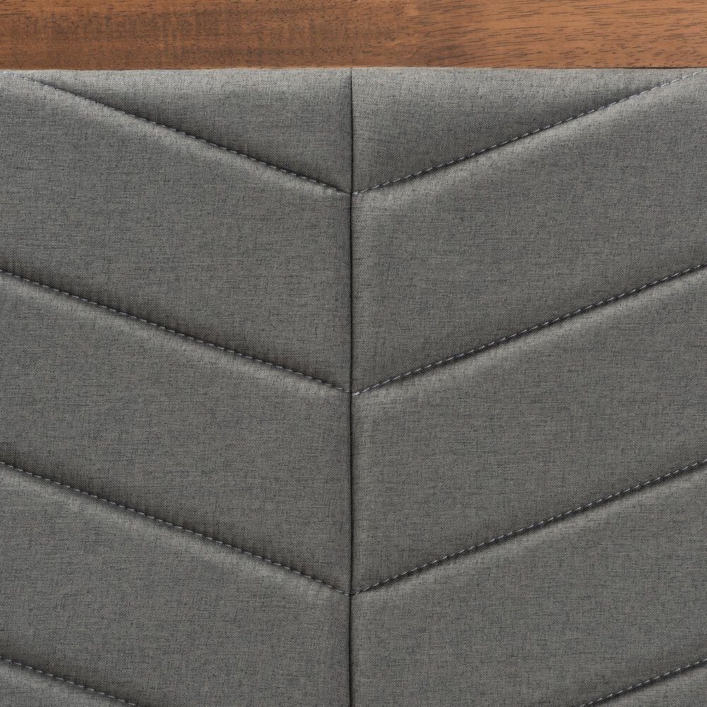 Baxton Studio Iden Twin Upholstered Headboard with Dark Grey Fabric in Walnut Brown, , large